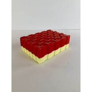 Vintage Bakelite Trinket Box Red and Cream Basketweave Hickok Made In U.S.A.